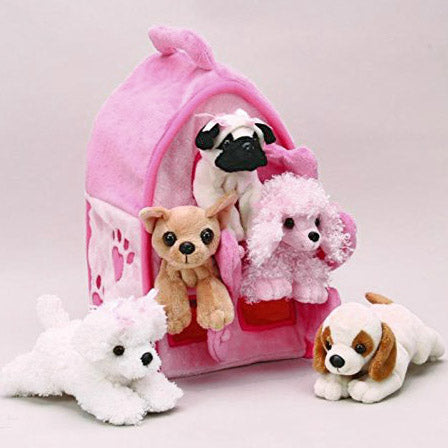 Pink Dog House with Doggies